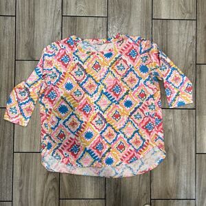 Fresh Produce Womens Top XXL Bright Maximalist Art To Wear 100% Cotton Colorful